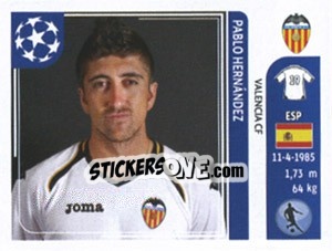 Sticker Pablo Hernandez - UEFA Champions League 2011-2012 - Panini