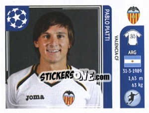 Sticker Pablo Piatti - UEFA Champions League 2011-2012 n. 308 - Panini