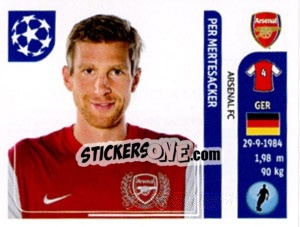 Sticker Per Mertesacker - UEFA Champions League 2011-2012 n. 348 - Panini