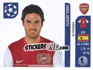 Sticker Mikel Arteta - UEFA Champions League 2011-2012 n. 356 - Panini