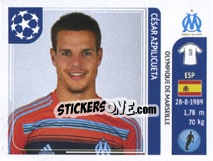 Sticker Cesar Azpilicueta - UEFA Champions League 2011-2012 n. 364 - Panini