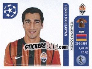 Sticker Henrikh Mkhitaryan - UEFA Champions League 2011-2012 - Panini