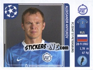 Sticker Aleksandr Anyukov - UEFA Champions League 2011-2012 - Panini