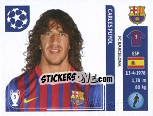 Cromo Carles Puyol - UEFA Champions League 2011-2012 - Panini