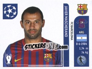 Sticker Javier Mascherano - UEFA Champions League 2011-2012 n. 487 - Panini