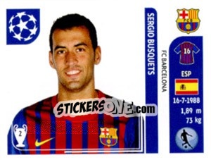 Sticker Sergio Busquets - UEFA Champions League 2011-2012 n. 488 - Panini