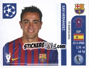 Sticker Xavi Hernandez - UEFA Champions League 2011-2012 n. 490 - Panini