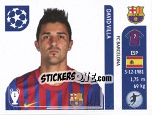 Sticker David Villa - UEFA Champions League 2011-2012 - Panini