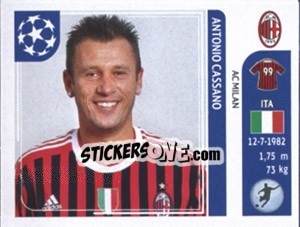Sticker Antonio Cassano - UEFA Champions League 2011-2012 - Panini