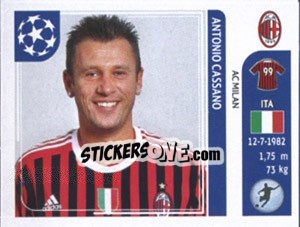 Sticker Antonio Cassano - UEFA Champions League 2011-2012 n. 511 - Panini