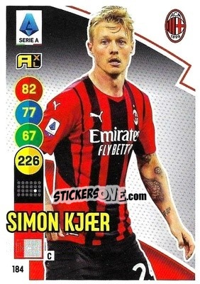 Sticker Simon Kjaer - Calciatori 2021-2022. Adrenalyn XL n. 184 - Panini