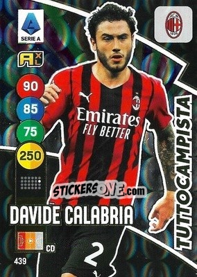 Sticker Davide Calabria - Calciatori 2021-2022. Adrenalyn XL n. 439 - Panini
