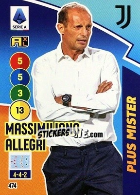 Sticker Massimiliano Allegri - Calciatori 2021-2022. Adrenalyn XL n. 474 - Panini