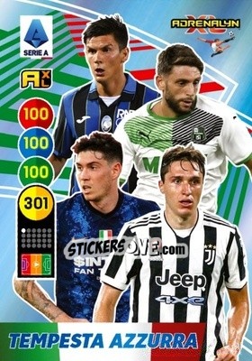 Sticker Matteo Pessina / Domenico Berardi / Alessandro Bastoni / Federico Chiesa - Calciatori 2021-2022. Adrenalyn XL n. TA - Panini