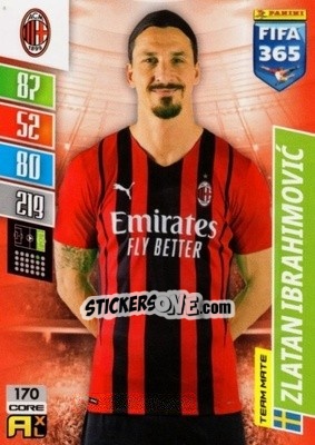 Sticker Zlatan Ibrahomovic - FIFA 365: 2021-2022. Adrenalyn XL n. 170 - Panini