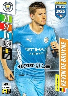 Sticker Kevin De Bruyne - FIFA 365: 2021-2022. Adrenalyn XL n. 49 - Panini