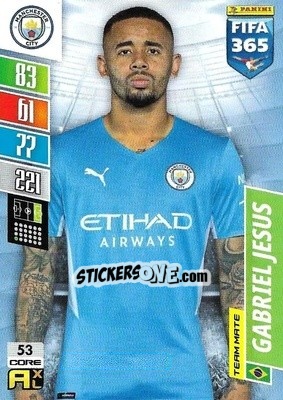 Sticker Gabriel Jesus - FIFA 365: 2021-2022. Adrenalyn XL n. 53 - Panini