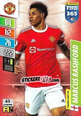 Sticker Marcus Rashford - FIFA 365: 2021-2022. Adrenalyn XL n. 63 - Panini