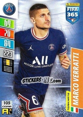 Sticker Marco Verratti - FIFA 365: 2021-2022. Adrenalyn XL n. 105 - Panini