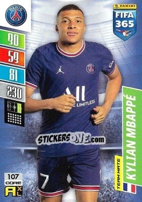 Sticker Kylian Mbappé - FIFA 365: 2021-2022. Adrenalyn XL n. 107 - Panini