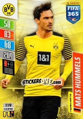 Sticker Mats Hummels - FIFA 365: 2021-2022. Adrenalyn XL n. 119 - Panini