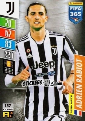 Sticker Adrien Rabiot - FIFA 365: 2021-2022. Adrenalyn XL n. 157 - Panini