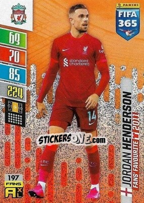 Sticker Jordan Henderson - FIFA 365: 2021-2022. Adrenalyn XL n. 197 - Panini