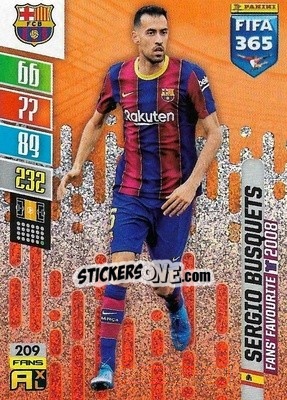 Sticker Sergio Busquets - FIFA 365: 2021-2022. Adrenalyn XL n. 209 - Panini