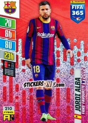 Sticker Jordi Alba - FIFA 365: 2021-2022. Adrenalyn XL n. 210 - Panini