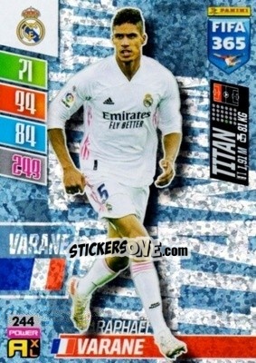 Sticker Raphael Varane - FIFA 365: 2021-2022. Adrenalyn XL n. 244 - Panini
