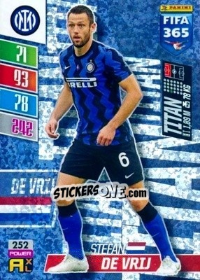 Sticker Stefan de Vrij - FIFA 365: 2021-2022. Adrenalyn XL n. 252 - Panini