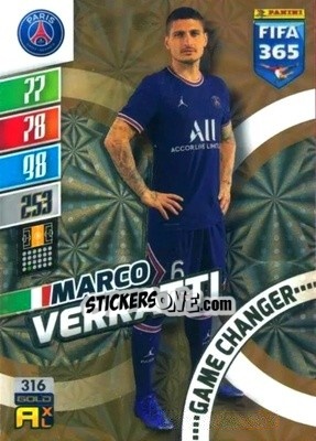 Sticker Marco Verratti - FIFA 365: 2021-2022. Adrenalyn XL n. 316 - Panini