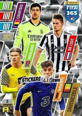 Figurina Courtois/de Ligt/haaland/havertz - FIFA 365: 2021-2022. Adrenalyn XL n. 5 - Panini
