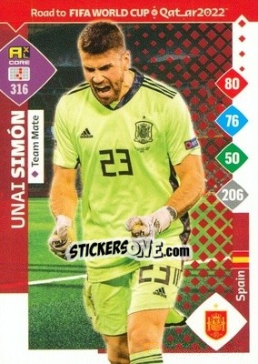 Sticker Unai Simón - Road to FIFA World Cup Qatar 2022. Adrenalyn XL n. 316 - Panini