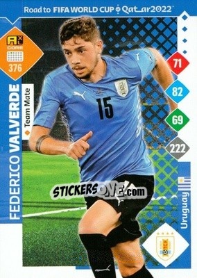 Sticker Federico Valverde - Road to FIFA World Cup Qatar 2022. Adrenalyn XL n. 376 - Panini