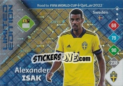 Figurina Alexander Isak - Road to FIFA World Cup Qatar 2022. Adrenalyn XL - Panini