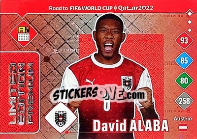 Sticker David Alaba - Road to FIFA World Cup Qatar 2022. Adrenalyn XL - Panini