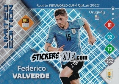 Sticker Federico Valverde - Road to FIFA World Cup Qatar 2022. Adrenalyn XL n. LE-FV - Panini