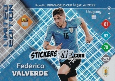 Sticker Federico Valverde - Road to FIFA World Cup Qatar 2022. Adrenalyn XL - Panini