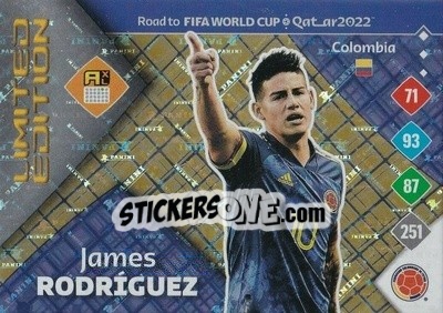 Sticker James Rodríguez - Road to FIFA World Cup Qatar 2022. Adrenalyn XL n. LE-JR - Panini