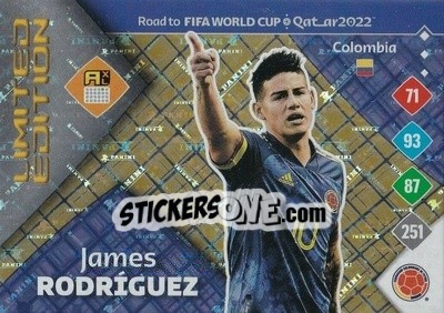 Figurina James Rodríguez - Road to FIFA World Cup Qatar 2022. Adrenalyn XL - Panini