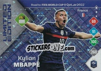 Figurina Kylian Mbappé - Road to FIFA World Cup Qatar 2022. Adrenalyn XL - Panini