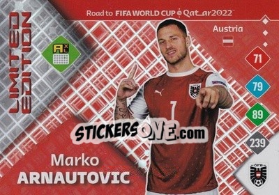 Cromo Marko Arnautovic - Road to FIFA World Cup Qatar 2022. Adrenalyn XL - Panini