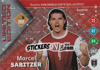 Sticker Marcel Sabitzer - Road to FIFA World Cup Qatar 2022. Adrenalyn XL n. LE-MS - Panini