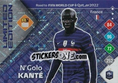 Sticker N'Golo Kanté - Road to FIFA World Cup Qatar 2022. Adrenalyn XL n. LE-NK - Panini