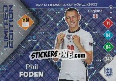 Sticker Phil Foden - Road to FIFA World Cup Qatar 2022. Adrenalyn XL - Panini