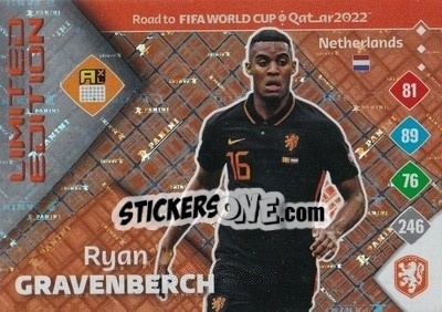 Cromo Ryan Gravenberch - Road to FIFA World Cup Qatar 2022. Adrenalyn XL - Panini