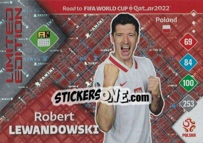Sticker Robert Lewandowski - Road to FIFA World Cup Qatar 2022. Adrenalyn XL n. LE-RL - Panini