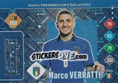 Sticker Marco Verratti - Road to FIFA World Cup Qatar 2022. Adrenalyn XL - Panini