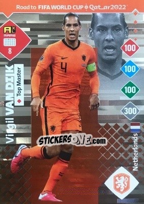 Sticker Virgil van Dijk - Road to FIFA World Cup Qatar 2022. Adrenalyn XL n. 8 - Panini